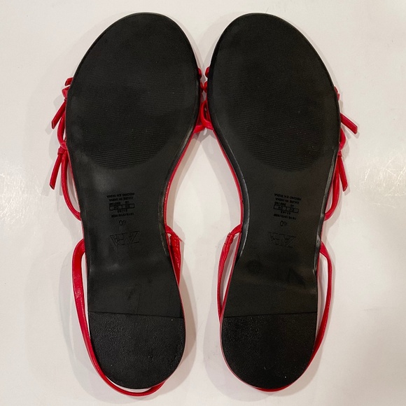 ZARA Red Triple Strap Flat Sandal Size 9 EU 40 - Picture 4 of 5
